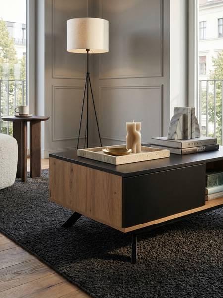 Couchtisch CIDACOS mit Schublade Braun - Holzwerkstoff - 110 x 38 x 60 cm
