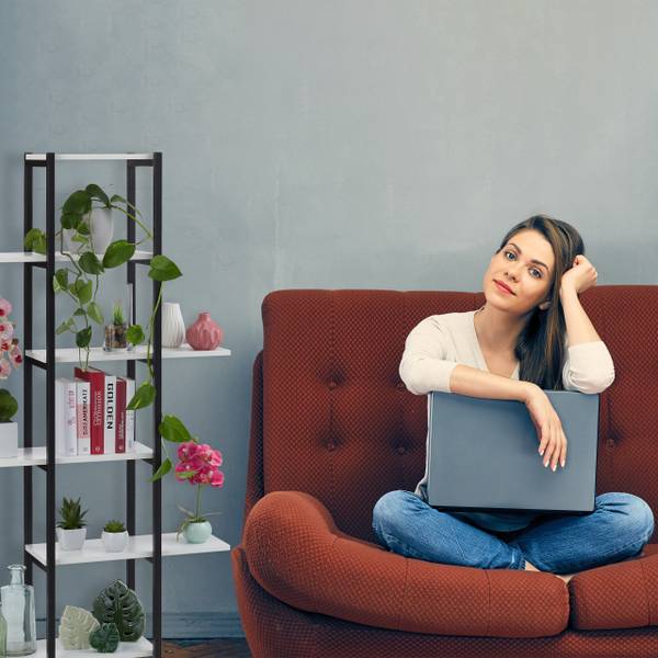 Pflanzenregal mit 6 Ablagen Schwarz - Weiß