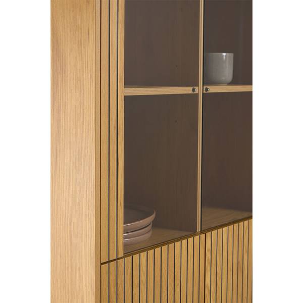 Vitrinekast Jaipur bruin - deels massief hout - 80 x 180 x 40 cm