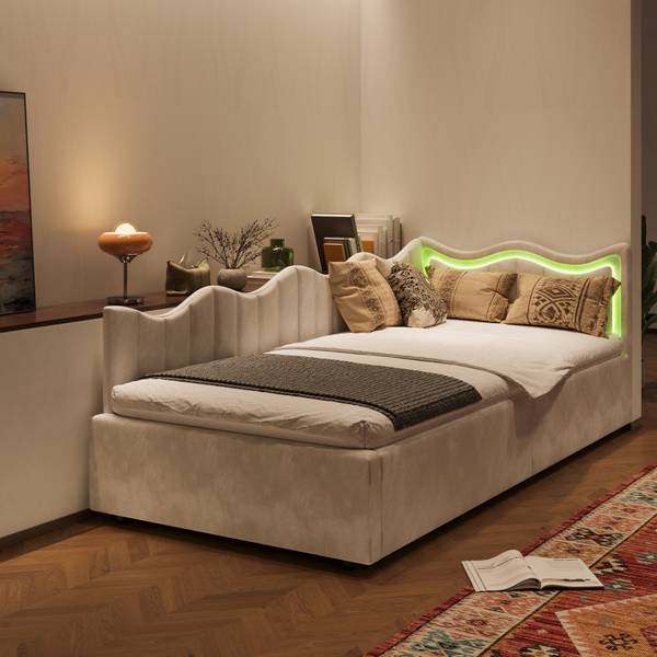 Kinderbett TEROUI9 Beige - Metall - Massivholz - 97 x 75 x 213 cm