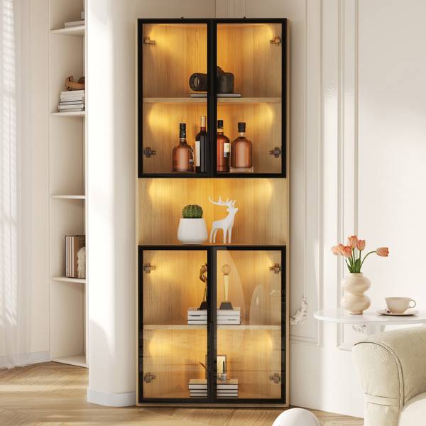 Standvitrine GLOWNatur Ⅴ Braun - Holzwerkstoff - 32 x 160 x 62 cm