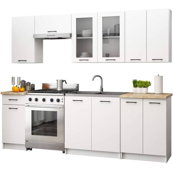 Küchenvitrine OLIWIA Weiß - Klarglas - 80 x 72 x 31 cm