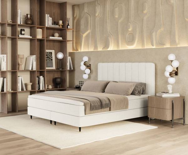 Boxspringbett Kobbe  Ecru - Liegefläche Breite: 180 cm