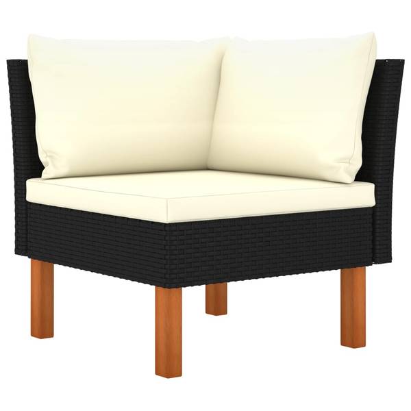 Garten-Sofa-Set 3009634-3 6-teilig Schwarz - Polyester - Eukalyptus - Stahl - 61 x 67 x 65 cm