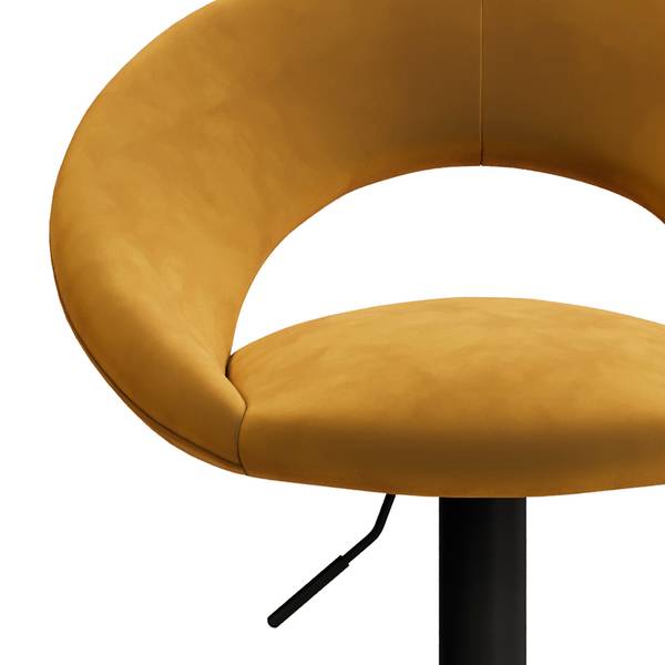 Lot de 2 chaises de bar en velours jaune Jaune - Textile - 49 x 95 x 52 cm