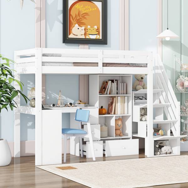 Lit mezzanine LucyWoody Ⅰ Noir - Pin - 95 x 160 x 254 cm