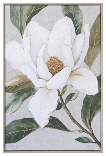 Leinwandbild LOTTA Beige - Gold - Grün - Holzwerkstoff - Kunststoff - Textil - 60 x 90 x 1 cm