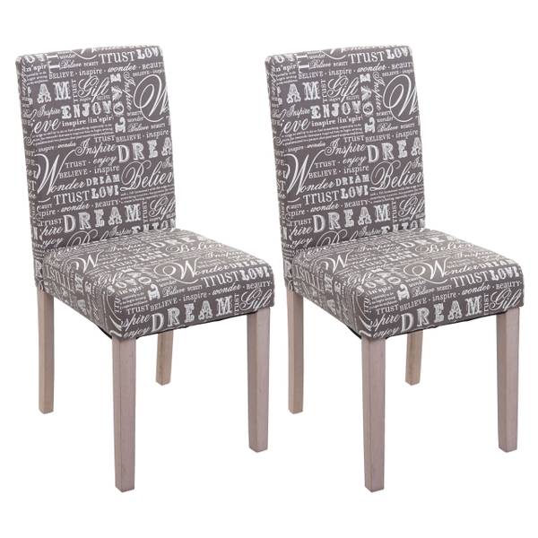 Esszimmerstuhl Littau Schrift (2er-Set) Beige - Grau