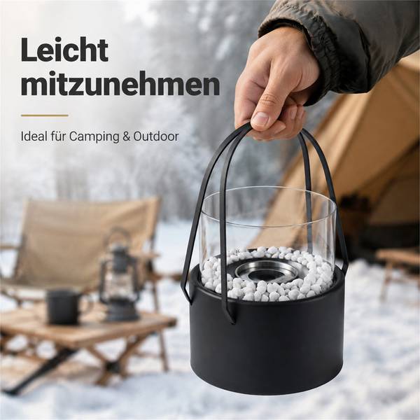 Tischkamin|Tischfeuer|Ethanolkamin Nypon Schwarz - Metall - 16 x 17 x 16 cm