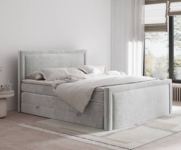 Boxspringbett Lavenda Hellgrau - Liegefläche Breite: 160 cm