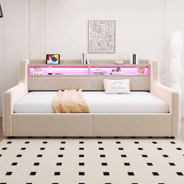 Einzelbett K-1170 Beige