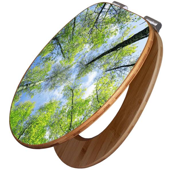 WC-Sitz mit Absenkautomatik Zwischen Bäu Grün - Bambus - Holzwerkstoff - 38 x 5 x 49 cm