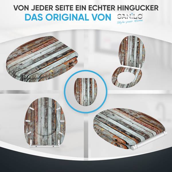 WC-Sitz Antik Braun - Holzwerkstoff - 38 x 6 x 48 cm