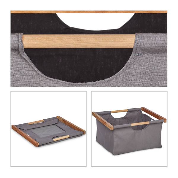 Rangement salle de bain 3 corbeilles Noir - Marron - Gris - Polyester - 44 x 96 x 34 cm