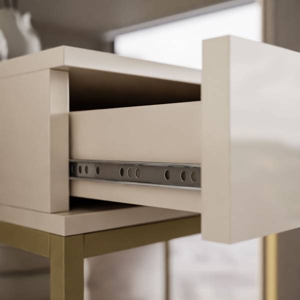 Konsole BLANCO Beige - Hochglanz Beige - Gold