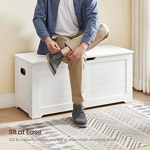 Sitztruhe Aufbewahrungsbox Āsansol Weiß - Holzwerkstoff - 40 x 46 x 100 cm