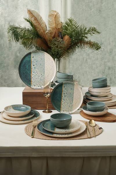 Serviesset Colored - 24 delen keramiek - Hoogte: 2 cm