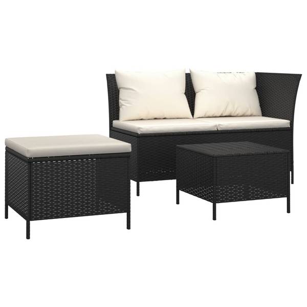 Salon de jardin 3029240-2 (lot de 3) Noir - Blanc
