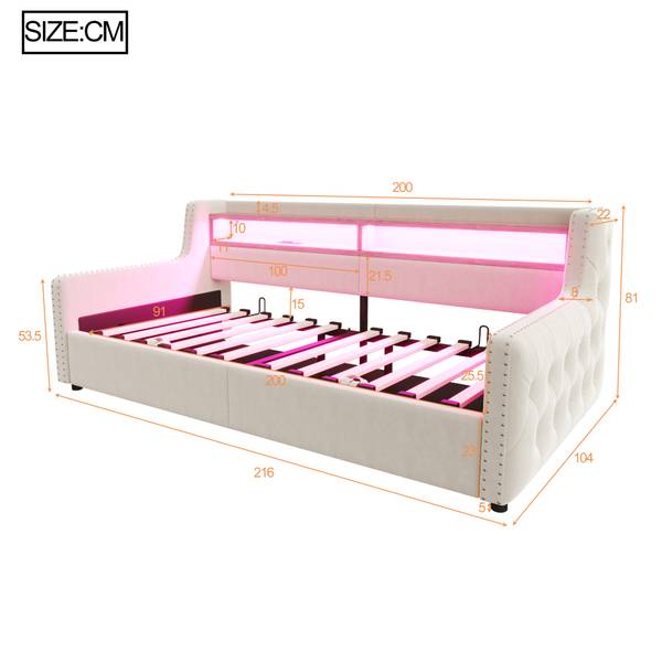 Einzelbett K-1170 Beige