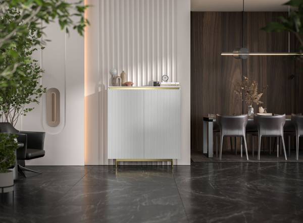Highboard SELENE Gold - Weiß - Gold