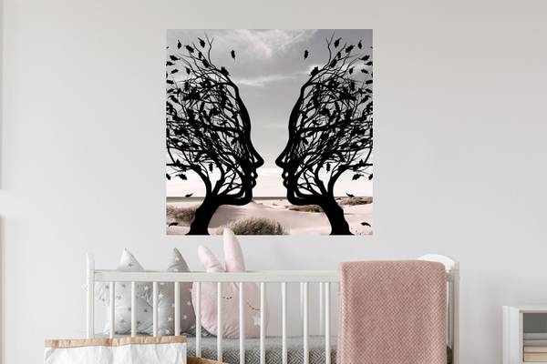 WANDTATTOO Strand Baum Grau - Polypropylen - 50 x 50 x 1 cm