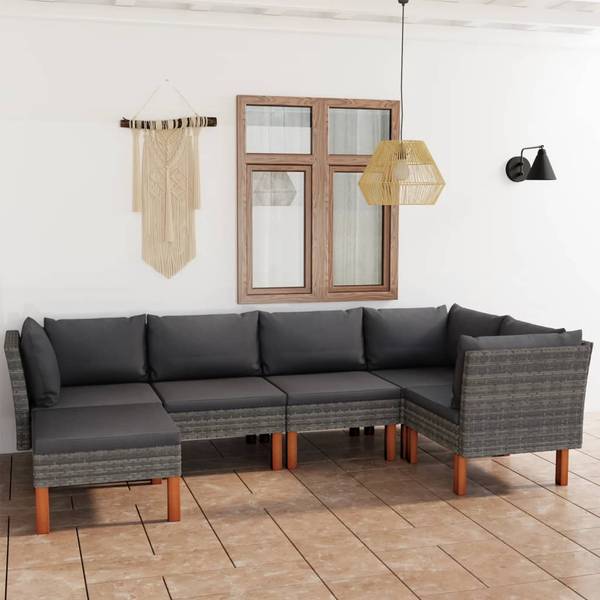 Garten-Sofa-Set 3009634-14 (6-teilig) Grau - Polyester - Eukalyptus - Stahl - 61 x 67 x 65 cm