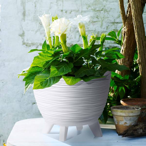Blumentopf EDANTI 3-er set Weiß - Kunststoff - 4 x 29 x 32 cm