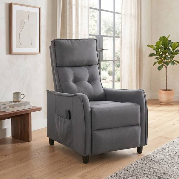 Massagerelaxsessel 700-207V90GY Grau - Leinen - Polyester - 69 x 104 x 93 cm