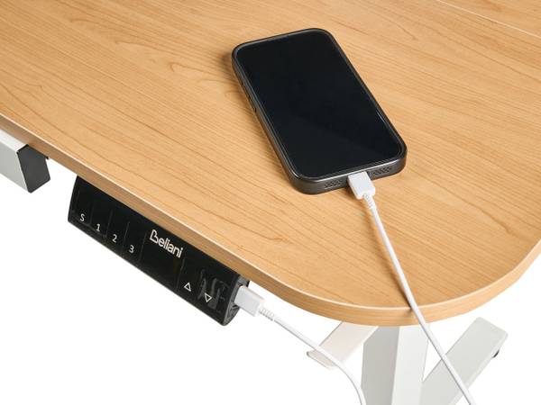 Verstelbaar bureau WILBANKS 2-delig bruin - lichtbruin - wit