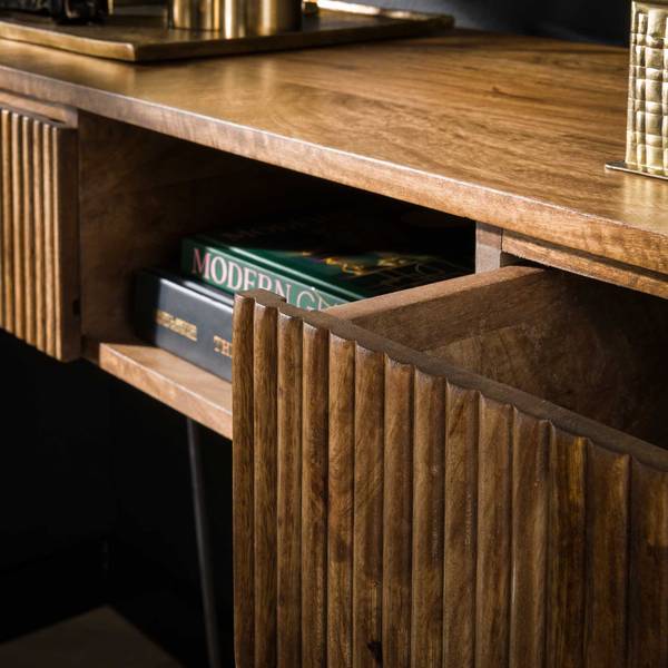 Schminktisch WAVE Braun - Massivholz - 110 x 77 x 40 cm