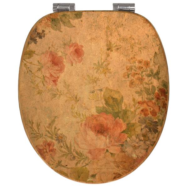 WC-Sitz mit Absenkautomatik Blumen Antik Orange - Bambus - Holzwerkstoff - 38 x 5 x 49 cm