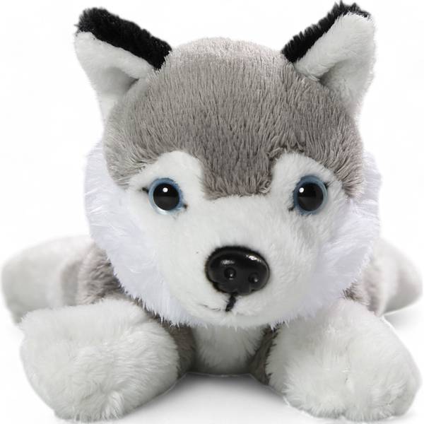 Kuscheltier Husky Grau - Kunstfell - 9 x 11 x 22 cm