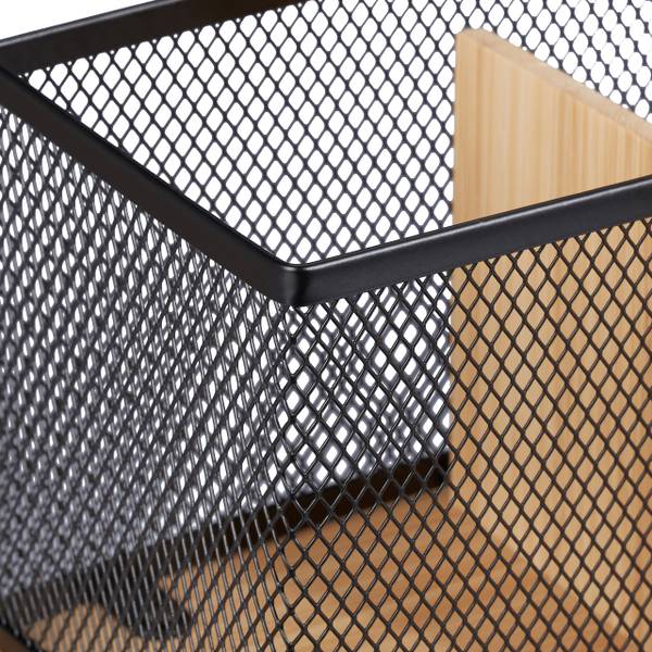 Stiftehalter Bambus und Mesh Schwarz - Braun - Eisen - 19 x 11 x 10 cm