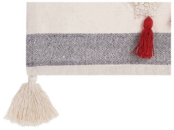 Kuscheldecke NAMTAR Grau - Orange - Weiß - Naturfaser - 125 x 1 x 150 cm