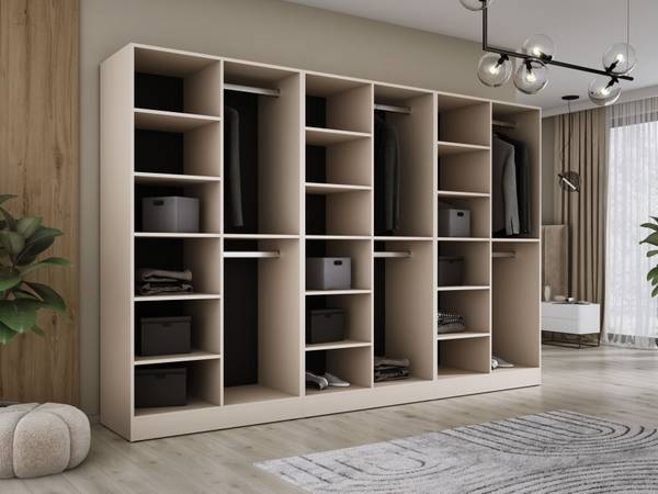 Armoire Sumatra Beige - Verre noir - Marron sable