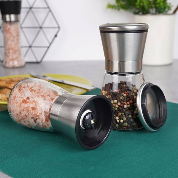 Salz- und Pfeffermühle 2er Set Edelstahl - 7 x 14 x 7 cm
