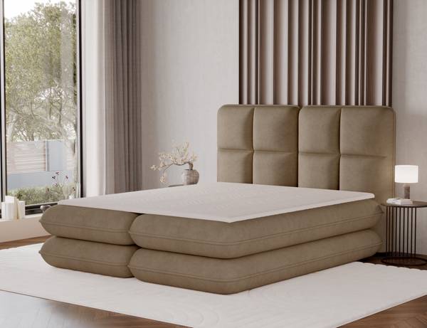 Box spring lit Stefan Marron café