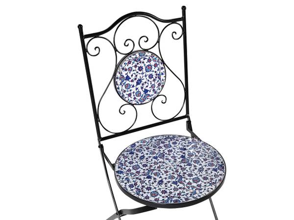 Set de bistrot CAMPRENA Noir - Bleu - Blanc - Métal - 60 x 75 x 60 cm
