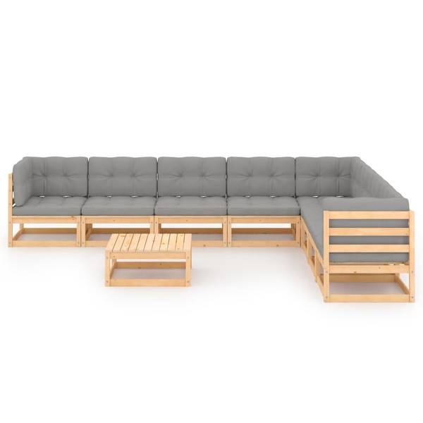 Garten-Lounge-Set 3009840-2 (9-teilig) Braun - Polyester - Kiefer - 70 x 30 x 70 cm