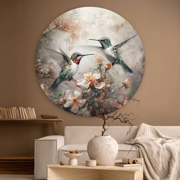 BILD Kolibris Blüten 120 x 120 cm