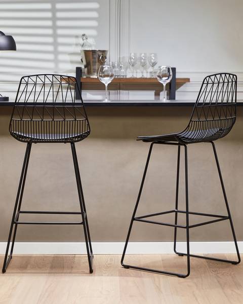 Set van 2 barstoelen PRESTON zwart - metaal - 49 x 113 x 54 cm