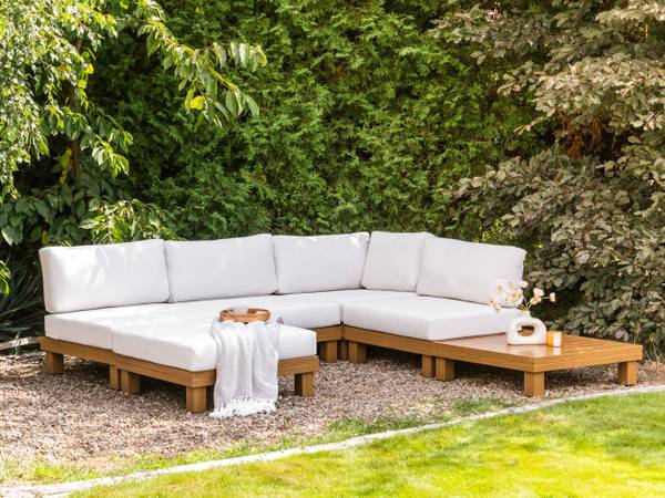 Set de salon SANZA Marron - Blanc - Métal - 240 x 70 x 240 cm