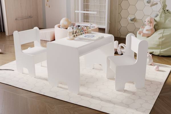 Kindertisch und Stühle Set Miki Weiß