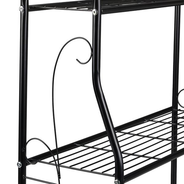 Blumenregal Metall mit 3 Ablagen Schwarz - Stahl - 71 x 83 x 25 cm