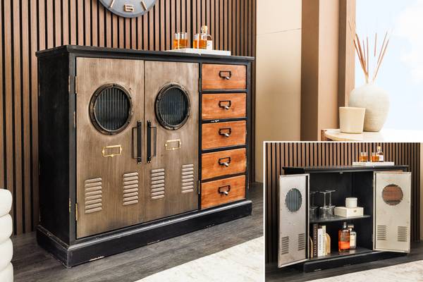 Sideboard NAUTILUS Schwarz - Braun - Grau - Kristallglas - 105 x 79 x 32 cm