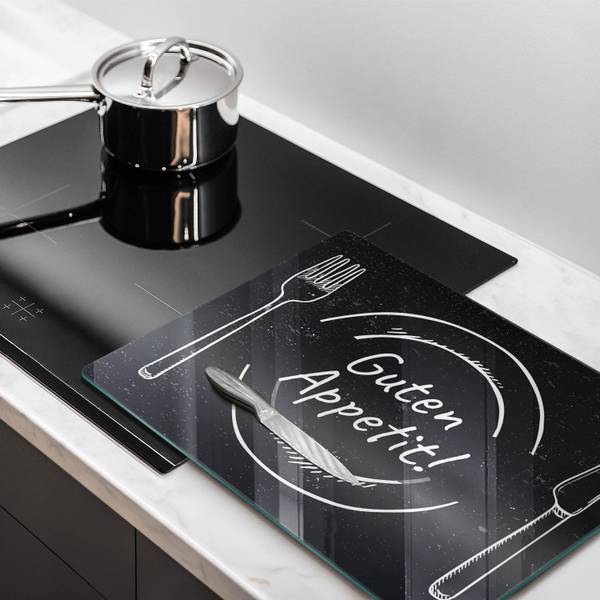 Schneidebrett Guten Appetit! Schwarz - Glas - 40 x 52 x 1 cm