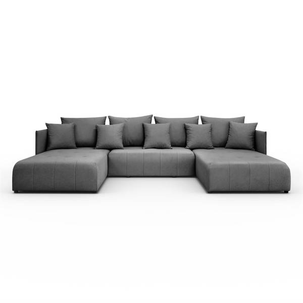 Ecksofa APOLLO U mit Schlaffunktion Grau - Polyester - 348 x 93 x 188 cm