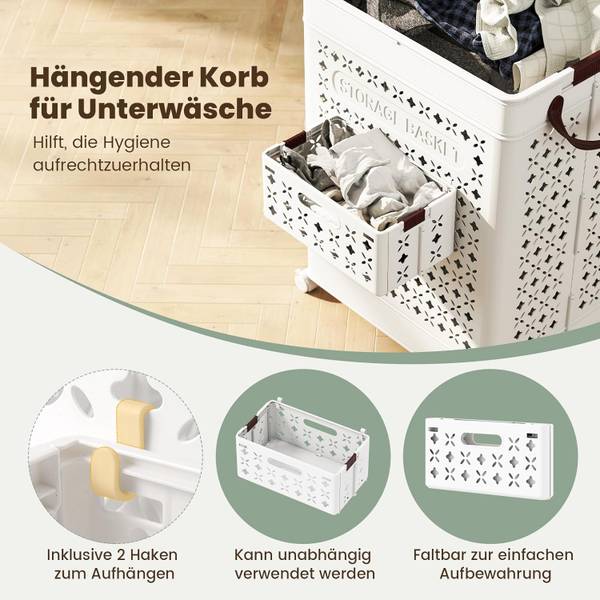 Wäschekorb NM0587ITDE Weiß - Kunststoff - 34 x 61 x 44 cm