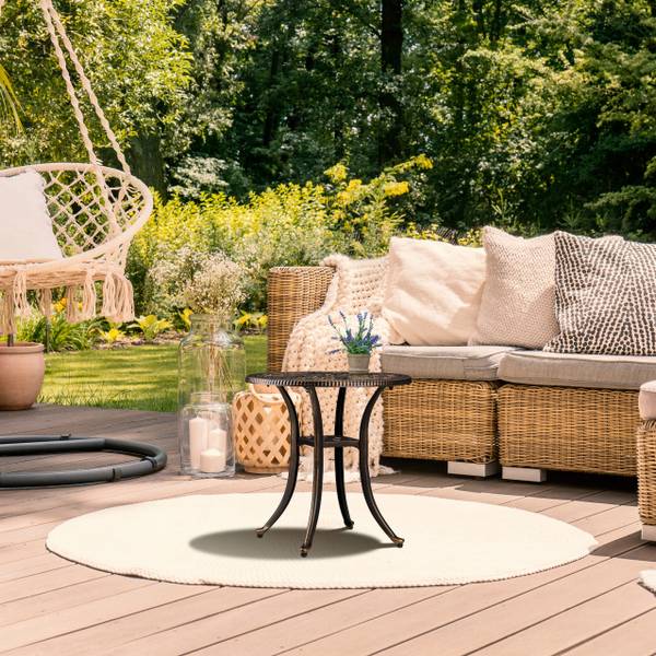 Table de jardin au design rustique Noir - Doré - Aluminium - 53 x 53 x 53 cm