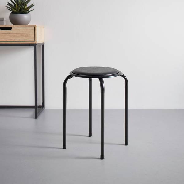 Stapelhocker RAKI I Schwarz - Holzwerkstoff - Metall - Textil - 30 x 45 x 30 cm
